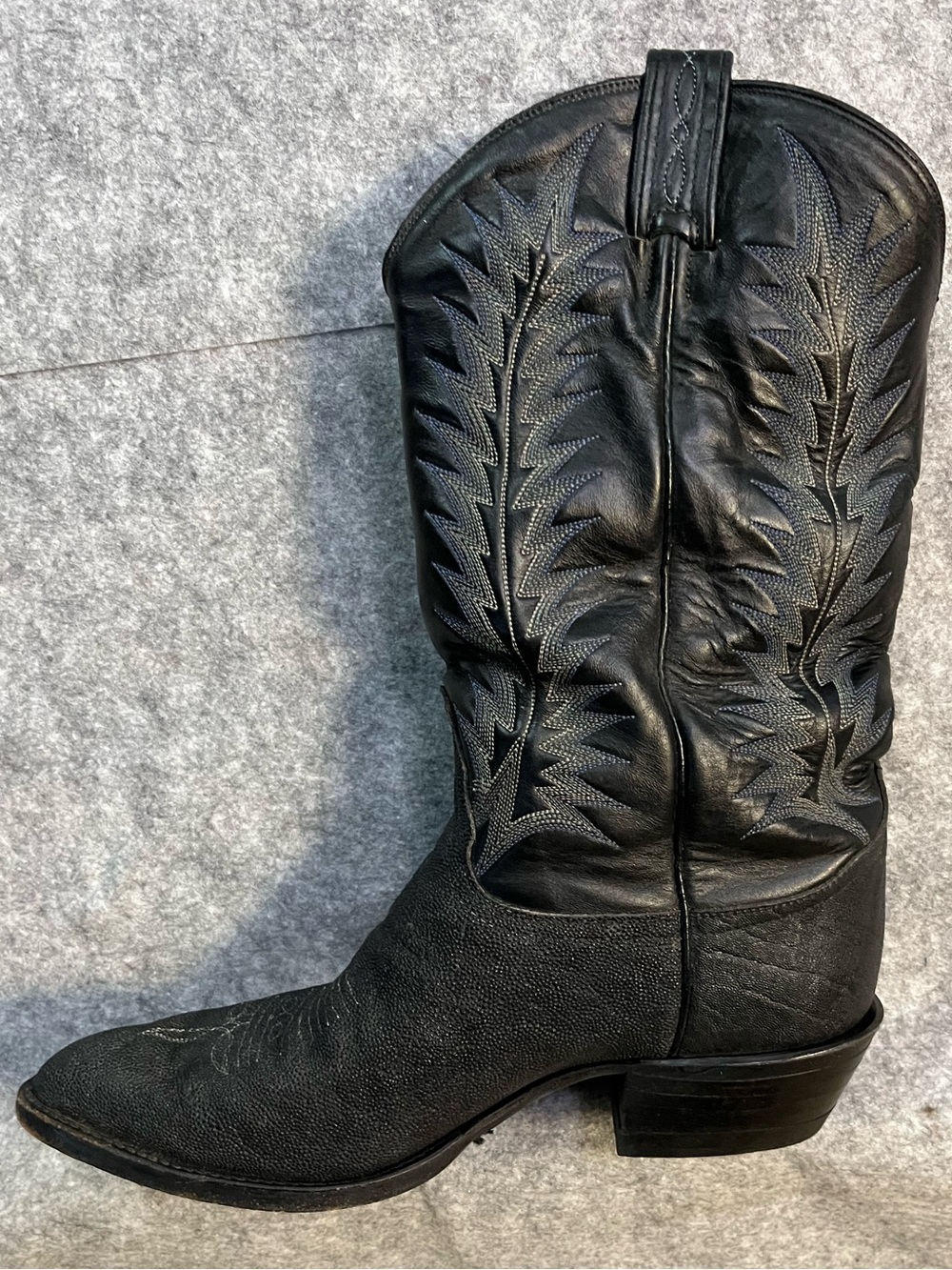 Tony Lama Gold Label Western Cowboy 8614 Men’s Black Bullhide Leather Boots 9EE